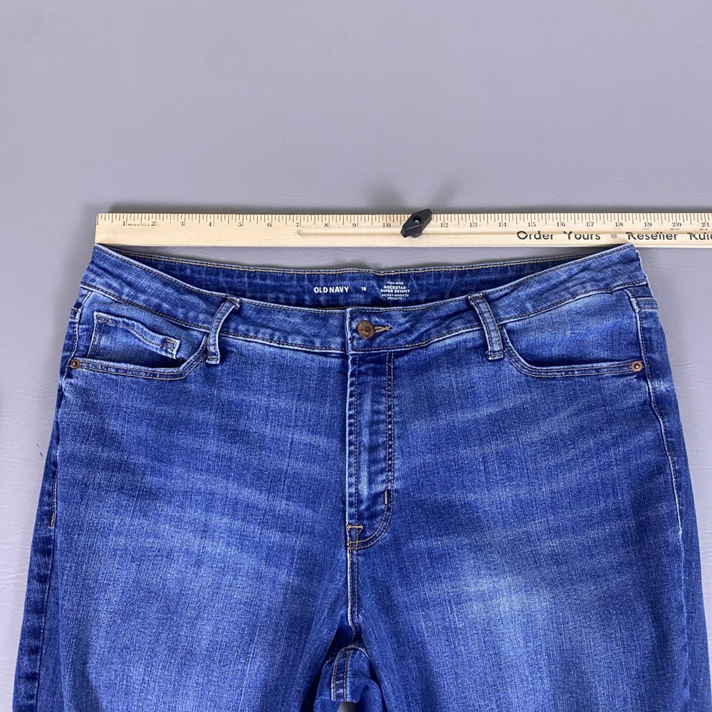 Old Navy Jeans‎ Women Size 18 Blue High-Rise Rockstar Super Skinny Distressed - Picture 4 of 11